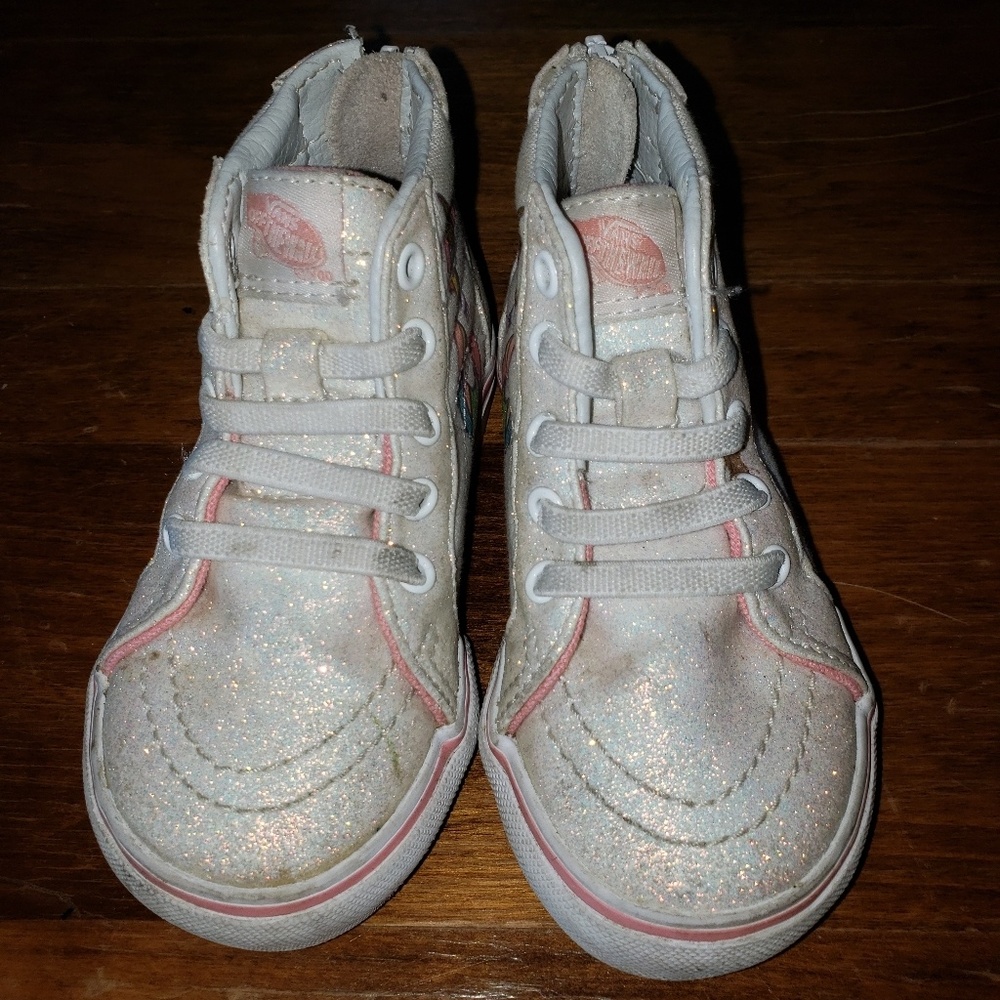 USED Toddler Vans Hi Tops Unicorns White Size 6